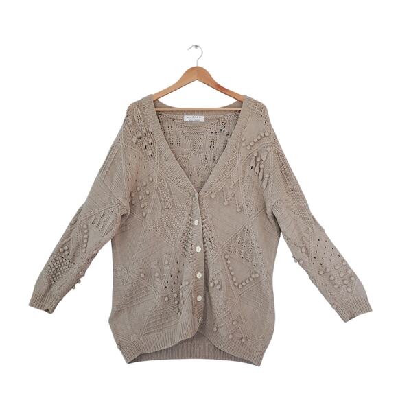 VTG 90s JAEGER Women Hand Knit Bobble Chunky Cardigan L Whimisgoth Fairy Grunge - Picture 1 of 16